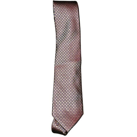 Charles‎ Tyrwhitt Silk Mens Geometric Pattern Necktie Burgundy & Gold - Picture 1 of 9